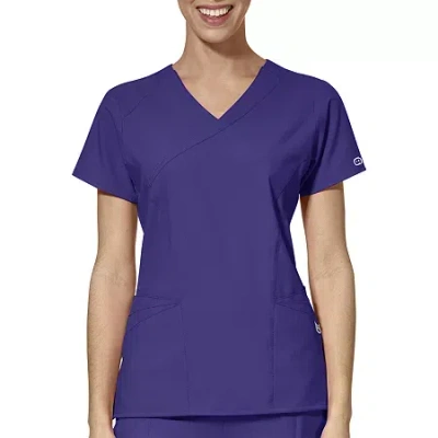 Wink W123 Mock Wrap Womens Short Sleeve Moisture Wicking Wrinkle Resistant Quick Dry Scrub Top In Blue