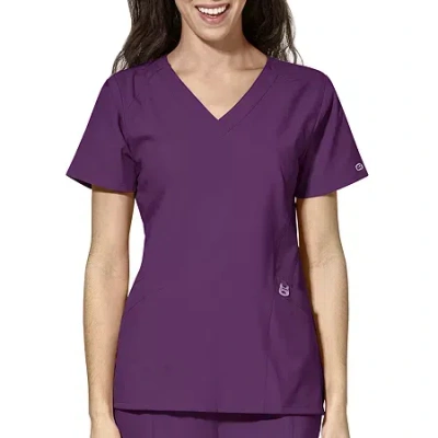 Wink W123 Stylized Womens V Neck Short Sleeve Moisture Wicking Wrinkle Resistant Quick Dry Scrub Top In Purple