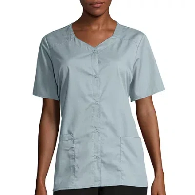 Wink Wonderwork 200 Snap Front Womens Plus Tag Free Scrub Jackets In Gray
