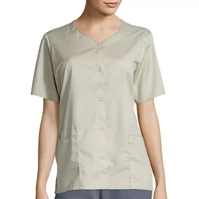 Wink Wonderwork 200 Snap Front Womens Plus Tag Free Scrub Jackets In Neutral