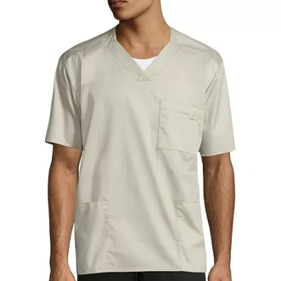 Wink Wonderwork Mens Big And Tall V Neck Short Sleeve Tag Free Scrub Top In Sand