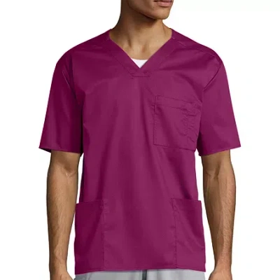 Wink Wonderwork Mens V Neck Short Sleeve Tag Free Scrub Top In Purple