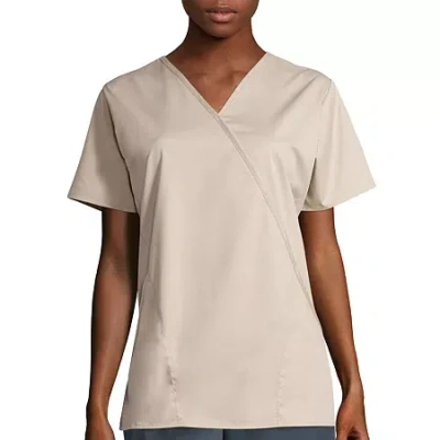 Wink Wonderwork Mock Wrap Womens Short Sleeve Tag Free Scrub Top In Multi