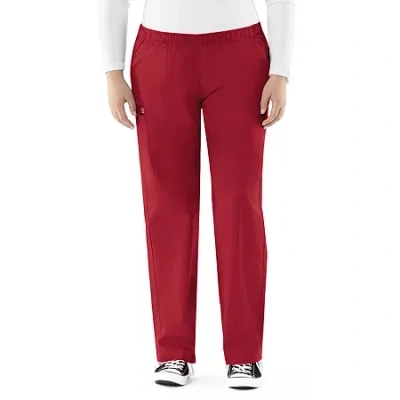 Wink Wonderwork Pull-on Cargo Womens Tag Free Scrub Pant In Red
