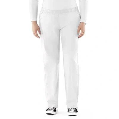 Wink Wonderwork Pull-on Cargo Womens Tag Free Scrub Pant In White