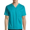 Wink Wonderwork Unisex Adult V Neck Short Sleeve Tag Free Scrub Top In Blue