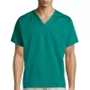 Wink Wonderwork Unisex Adult V Neck Short Sleeve Tag Free Scrub Top In Green