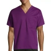 Wink Wonderwork Unisex Adult V Neck Short Sleeve Tag Free Scrub Top In Purple