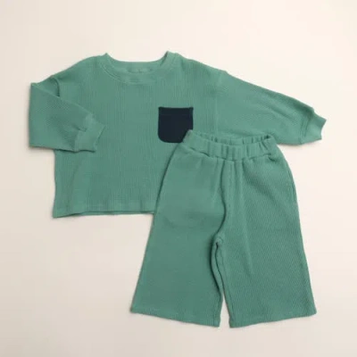 Winnie + Crew Kids'  Aiden Set In Mineral Green