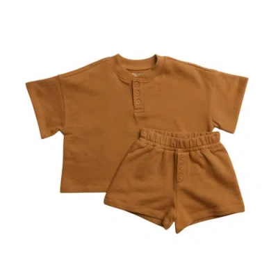 Winnie + Crew Kids'  Arden Short Set In Brown