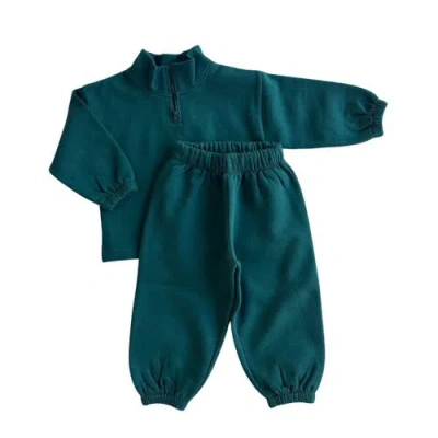 Winnie + Crew Kids'  Brooks Quarter-zip Set In Green