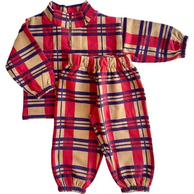 Winnie + Crew Kids'  Brooks Quarter-zip Set In Multi