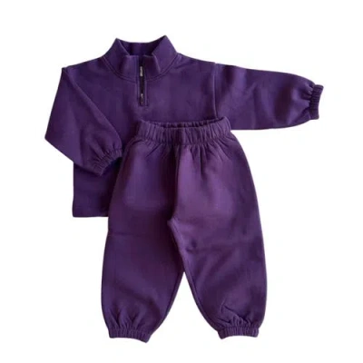 Winnie + Crew Kids'  Brooks Quarter-zip Set In Purple