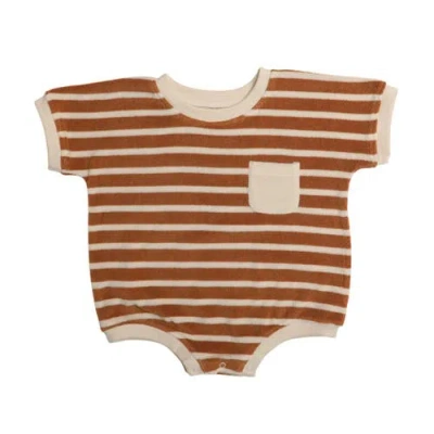 Winnie + Crew Kids'  Callie Romper In Brown