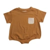 Winnie + Crew Cory Pocket Romper In Brown