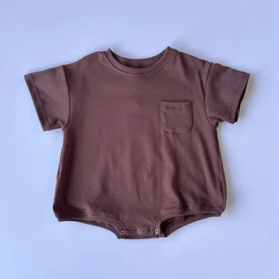 Winnie + Crew Kids'  Cory Pocket Romper In Burgundy