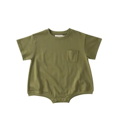 Winnie + Crew Kids'  Cory Pocket Romper In Green