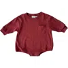 Winnie + Crew Kids'  Harley Pocket Romper In Burgundy