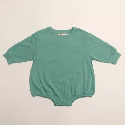 Winnie + Crew Kids'  Harley Pocket Romper In Mineral Green