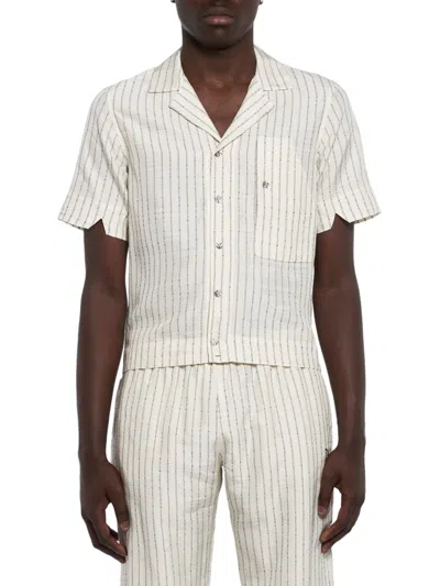Winnie New York Men's Taye Pinstriped Short-sleeve Shirt In Black On Off White