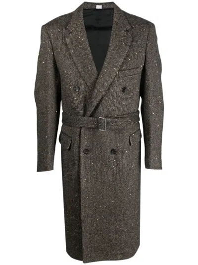 Winnie Ny Double-breasted Herringbone Peacoat In Black