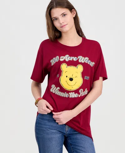 Winnie The Pooh Juniors' Embroidered Pooh Bear T-shirt In Brown