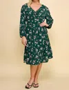 Winslow Collection Ruffled Floral Midi Dress - Plus In Dark Green