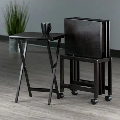 Winsome Allen 5 Piece Snack Tray Table Set In Coffee