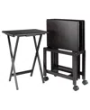 Winsome Allen 5-piece Wood Snack Table Set In Coffee