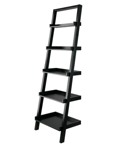 Winsome Bellamy 69.36" Wood 5-tier Leaning Shelf In Black