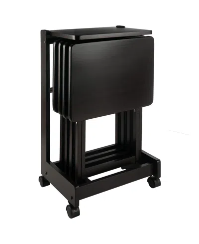 Winsome Brienda 5-piece Wood Flip Top Snack Table Set In Black