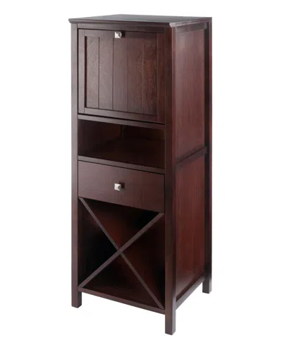 Winsome Brooke Jelly 47.44" Wood 4-section Wine Storage Cupboard In Walnut