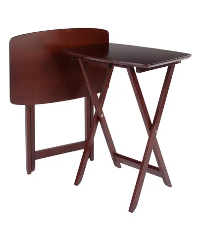 Winsome Darlene 2-piece Wood Snack Table Set In Burgundy