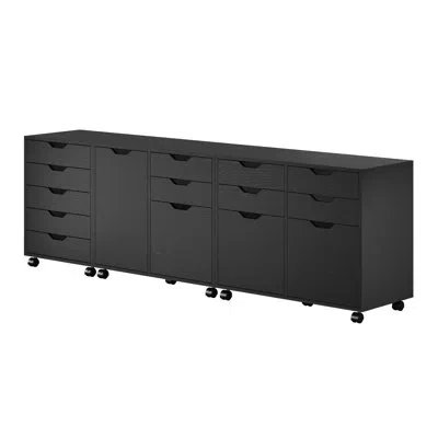 Winsome Halifax 3-pc Cabinet Set With File Drawer, Black In Matte Black