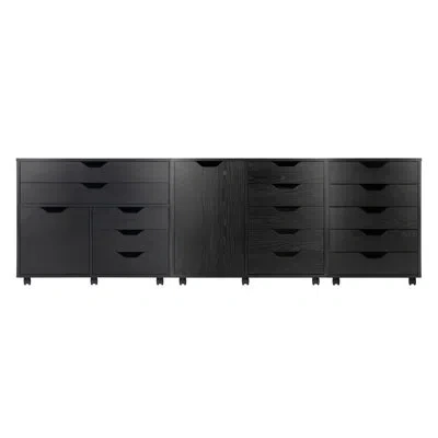 Winsome Halifax 3-pc Storage Cabinet Set, Black In Matte Black