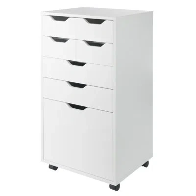Winsome Halifax Bins & Drawers Multi-storage Tall Mobile Cabinet In White
