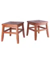 Winsome Kaya 2-piece Wood Conductor Stool Set In Teak