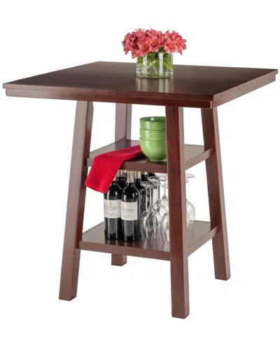 Winsome Orlando High Table With 2 Shelves In Brown