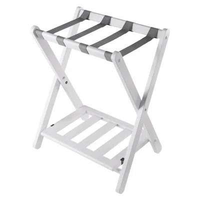Winsome Raya Wood Folding Luggage Rack With Storage In White