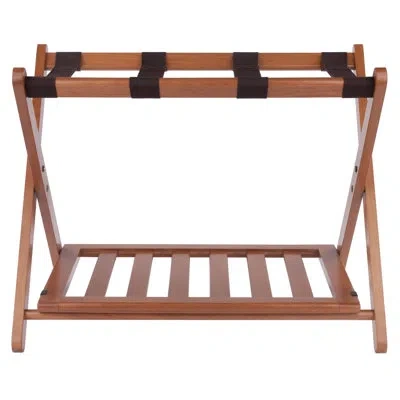 Winsome Reese Luggage Rack With Shelf, In Brown