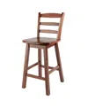 Winsome Scalera 38.4" Wood Ladder-back Swivel Seat Counter Stool In Walnut
