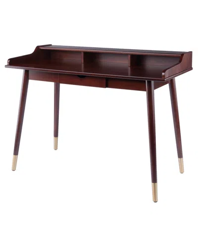 Winsome Sonja 34.09" Wood Writing Desk In Walnut