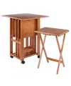 Winsome Sophia 5-piece Wood Drop Leaf Top Snack Table Set In Teak