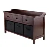 Winsome Wood Adriana 4pc Storage Bench Set With 3 Foldable Black Fabric Baskets