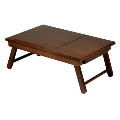 Winsome Wood Alden Lap Desk, Flip Top With Drawer, Foldable Legs In Brown