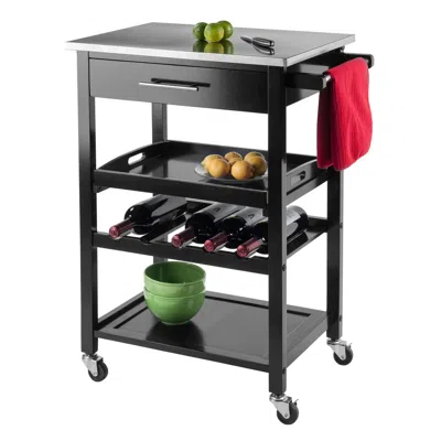Winsome Wood Anthony Kitchen Cart Stainless Steel In Black