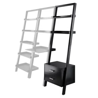 Winsome Wood Bellamy Leaning Shelf W/storage In Black Finish