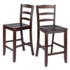 Winsome Wood Benjamin 2-pc Ladder Back 24" Counter Stool Set Antique Walnut