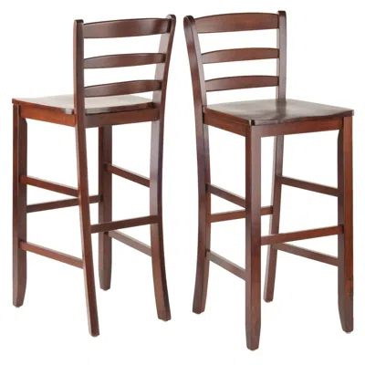 Winsome Wood Benjamin 2-pc Ladder Back 30" Bar Stool Set Antique Walnut