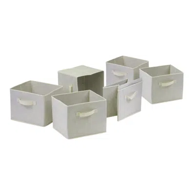 Winsome Wood Capri Set Of 6 Foldable Beige Fabric Baskets